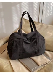Large Capacity Nylon Shoulder Bag Solid Color Women s Casual Travel Handbag Tote Bags For Students Multiple Compartments Perfect For Beach School Work Daily Use
