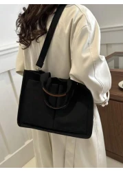 1 Stylish High Capacity Portable Shoulder Bag Simple Canvas Multi Pocket Diagonal Backpack Suitable For School Travel Tote Bag Tote Bags For School Tote Bags For Students Multiple Compartments Perfect