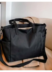New Fashion Nylon Plain Color Women Shoulder Bag Large Capacity Multi Pocket Suitable For Travel Commute Camping School Versatile And Adjustable One Shoulder Cross Body