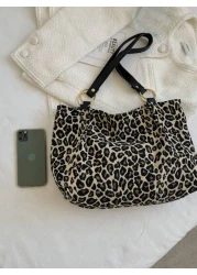 حقيبة كتف بسعة كبيرة من طراز جديد بطبعة نمر للاستخدام اليومي والمدرسة، حقيبة بطبعة نمر عصرية