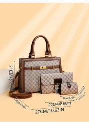 3pcs Set Fashion Floral Print Large Capacity Tote Bag