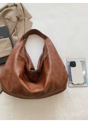 KVKY Large Retro Style Hobo Bag Large Capacity PU Tote Bag Women s Casual Shoulder Bag Armpit Bag With Zipper Suitable For Shopping Commuting Work And School Suitable For College Students White Collar