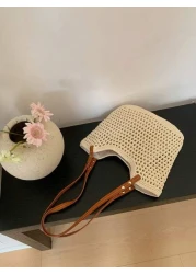 2024 New Arrival Women s Bag Woven Beach Bag Versatile Shoulder Bag For Beach Vacation Or Commuting School Tote Bag School Bookbag Portable Foldable Business Casual Suitable For Teen Girls Women Colle