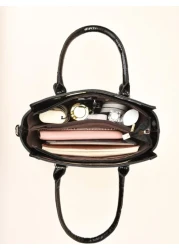 PLANEE 2pcs Fashionable Letter Patch Decorated Handbag With Coin Purse Business Casual Woman Bag Pefect For Office Business And Work Eye Catching Work Bags For Women Best Mothers Day Gifts Ever