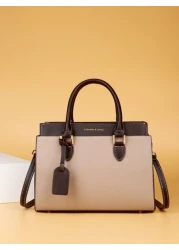 Old Moeny Lightweight Business Casual Letter Graphic Color Block Top Handle Bag For Teen Girls Women College Students Rookies White Collar Workers Perfect For Office College Work Business Commute Outd