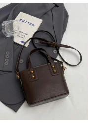 حقيبة دلو بلون أحادي من الجلد البولي يوريثان، حقيبة كاجوال قابلة للتحويل للارتداء على الكتف