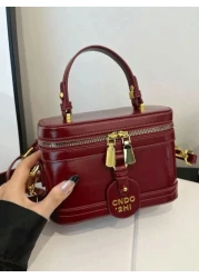 حقيبة مربعة محمولة جديدة أنيقة من قماش بو بلون صلب، حقيبة بو صغيرة، حقيبة من قماش مقاوم للماء أرجواني اللون، ح