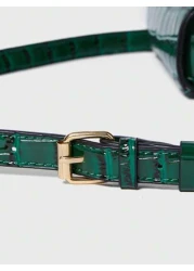 حقيبة ساتشيل صغيرة مع طية بنقش تمساح