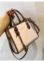 BELLEBORG Old Moeny Lightweight Business Casual Letter Detail Contrast Binding Square Bag For Women Rookies White Collar Workers For Teen Girls Women College Students Rookies White Collar Workers Perf