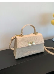 Fashionable Mini Metallic Alligator Pattern Crossbody Handbag With Flip Lock Twist Closure