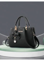 1pc Women s Burgundy Ancora Bordeaux Ruby Maroon Crimson Cherry Black Blue Grey Solid Color Handbag With Pu Material And Bow Star Pendant Suitable For Daily Leisure Shopping Travel Business Commuting