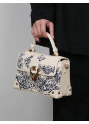 2025 Fashion New Women Bag High Quality Luxury Niche Design High End Embroidered Leather Small Square Bag White Exquisite Elegant Handbag Shoulder Messenger Bag Special Lock Design