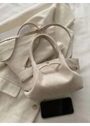 Vintage Matte Tote Bag For Women New Autumn Winter Simple Commuting Handbag Stylish And Elegant Shoulder Underarm Bag