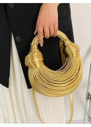 Handbags For Women New Gold Luxury Designer Brand Handwoven Noodle Bags Rope Knotted Pulled Hobo Evening Clutch Chic