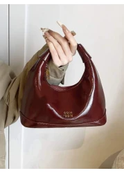 Retro Waxed Leather Burgundy Red Handbag Niche Design And Good Looking Crossbody Bag High End Texture Classic And Elegant Shoulder Bag Versatile For Daily Use Suitable For Daily Matching Photo Shoots