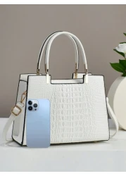 New Crocodile Print Fashionable Elegant Ladies Tote Bag With Casual Style Large Capacity And Detachable Shoulder Strap Best Mothers Day Gift Ideas Mother Day Gifts Mom Gifts Mommy s Essentials Mommy B