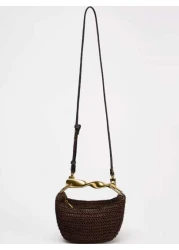 New Fashion Metal Handle Leisure Holiday Style Hand Held Straw Bag Simple Women s Hand Held Wallet Suitable For Seaside Play Travel Essential Vacation Use Vacation Essentials Perfectly Matching With B