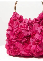 حقيبة مساء أنيقة على شكل زهرة وردة، حقيبة يد رسمية للحفلات للنساء، حقيبة يد محمولة يدويا للفتاة اللطيفة، حقيب