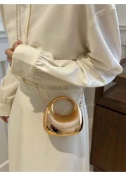 حقيبة يد صغيرة علي شكل هلال أكريليك، حقيبة كتف وحقيبة متداخلة عصرية، مناسبة لحمل أحمر الشفاه والسماعات، هدية