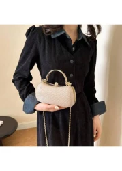 Glamorous Glitter Bling Sequin Luxury Shiny Mini Rhinestone Decor Chain Glitter Box Bag Evening Bag Dinner Bag Faux Pearl For Party Girl Woman Bride Perfect For Party Wedding Prom Dinner Banquet ForGl