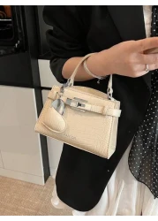 High End Crocodile Pattern Ladies Handbag High End Simple Letter Decoration Adjustable Shoulder Strap Messenger Bag Fashionable Strap Hardware Decoration Shoulder Commuter Bag Magnetic Buckle Opening