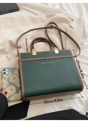 BELLEBORG Old Moeny Lightweight Business Casual Litchi Embossed Letter Detail Square Bag For Women Rookies White Collar Workers For Teen Girls Women College Students Rookies White Collar Workers Perfe