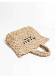 Tropiscape حقيبة قش تروبيكية عصرية سعة كبيرة ، حقيبة يد نسائية مصممة بحرف من القش المصنوع يدويًا ، حقيبة شاطئ كبيرة