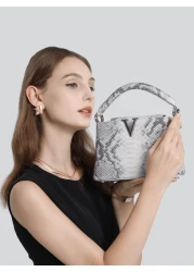 1pc Medium Size PU Leather Snake Pattern Handbag Adjustable Strap Suitable For Daily Use Or As Elegant Gift For Female Friends Sisters Mothers Bag For Women Elegant Luxury