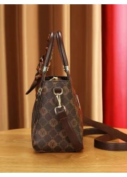 Women s Fashion Bag Set Elegant Geometric Print Faux Leather Tote With Crossbody Clutch Wallet