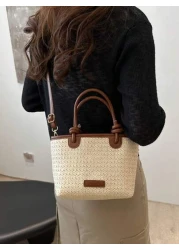 2025 Women s Woven One Shoulder Crossbody Bag Large Capacity Vacation Tote Beach Handbag For Commute