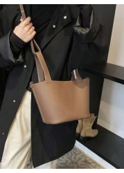 1 Piece Women s New Retro Casual Versatile Solid Color Bucket Handbag Model In Autumn And Winter Suitable For Commuting Daily Dating And Work Women s Fashionable Handbag Can Be Cross Body