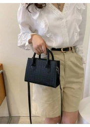 Lightweight Business Casual Crocodile Embossed Square Bag For Teen Girls Women College Students Rookies White Collar Workers Perfect For Office College Work Business Commute Outdoors Travel Outings