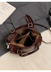 الحقيبة اليدوية الجلدية الحديثة مناسبة للتنقل اليومي والعمل، ذات طراز أكاديمي بلون أحمر ، بسيطة وأنيقة