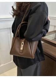 حقيبة يد جديدة متعددة الاستخدامات من جلد PU بلون سادة للأم جديدة في الأزياء ، مع محفظة عملة صغيرة وحزام حمل عبر