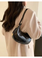 حقيبة هوبو منقوشة بجلد الثعبان المعدني بلون صلب، حقيبة كتف منقوشة بجلد التمساح ، حقيبة باقيت صيحة الموضة، حقي