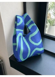 duke bear Knot Bag Ladies Geometric Pattern Crochet Bag Suitable For Vacation 1 Piece Mini Crochet Bags Handheld Bag Geometric Pattern Knitting Crochet Breathable Lightweight Foldable Pocket Suitable