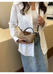 1pc Women Casual Tote Bag Solid Color Shoulder Bag Boston Style Crossbody Handbag