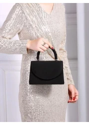 Glamorous Elegant Exquisite White Wedding Bag Ruffled Handle Flap Square Bag Dinner Bag Evening Bag For Party Girl Woman For Female Perfect For Party Wedding Prom Dinner Banquet For Best Gift For Wome