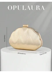 OpulAura Women s Simple Shell Shaped Luxury Leather Clutch Purse Elegant And Charming For Evening Gown Sparkling Night Use Handbag Formal Party Bag Romantic Wedding Bag Comes With Chain