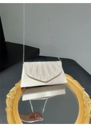 حقيبة كلاسيكية وأنيقة للمرأة بتصميم بسطوني وطية. مثالية للحفلات الرسمية والأعراس الرومانسية والرقصات والفعا