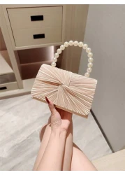 Women s Elegant Butterfly Decor Box Shaped Evening Bag With Faux Pearl Handle Romantic For Wedding Formal Party Banquet Or Prom Elegant Pearl Bag