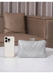 Rhinestone Embellished Evening Clutch Handbag Women s Shoulder Crossbody Chain Bag Square Mini Party Purse Glamorous Rhinestone Bag