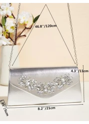 Vincy Glitter Handbag 1pc Evening Handbag With Sparkling Rhinestone Buckle Detail Pu Leather Small Square Bag Can Be Shoulder Cross Body Or Clutch Bag Perfect For Parties