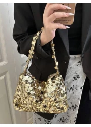 1pc Zippered Closure Sparkly Wristlet Bag Multicolor Sequin Design Europe US Style Creative Personality Cell Phone Shoulder Crossbody Bag Suitable For Party Gala Date Night For Women