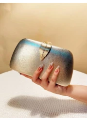 PU Fashion Causal Design Evening Bags Black Metal Leaf Glitter Small Clutch Bags Party Event Dinner Banquet Handbags With Chain Shoulder Purse