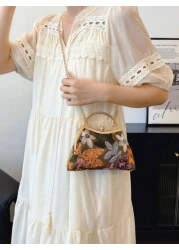 Embroidered Floral Tulle Sequin Patchwork Retro Chic Clutch Bag Elegant Women s Evening Handbag For Party Perfect For Party Wedding Prom Dinner Banquet Matching With Holiday Party Dress Evening Dress