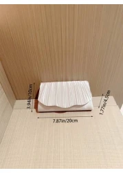 1pc Classic Pleated Satin Design Formal Evening Dress Party Clutch Bag Elegant For Prom Wedding Ball Dance Envelope Chain Bag Tready Party Bags Perfect For Party Wedding Prom Dinner Banquet Essential