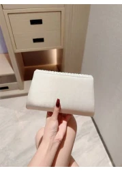 1pc Classic Pleated Satin Evening Dress Clutch Bag Formal Party Handbag Romantic Wedding Bridal Envelope Bag With Rhinestone Decor Chain Shoulder Bag Tready Party Bags Perfect For Party Wedding Prom D