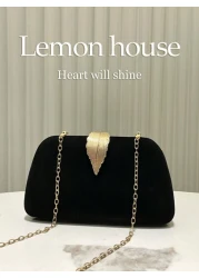 1pc Black Elegant Velvet Vintage Metal Leaf Clasp Formal Party Clutch Purse Suitable For Evening Gowns Banquets Weddings And Formal Occasions Perfectly Matching With Prom Dresses For Women Prom Access