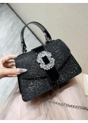 حقيبة كتف نسائية عصرية، وصول جديد، تصميم راقٍ، كاجوال ومتنوع الاستخدام، قماش بو بسيط، لون سادة، زخرفة من الرا